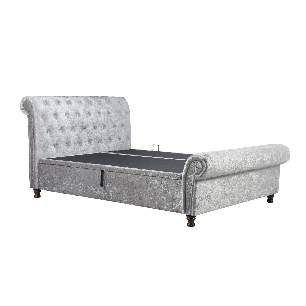 Castello Super King Side Ottoman - Steel Crushed Velvet