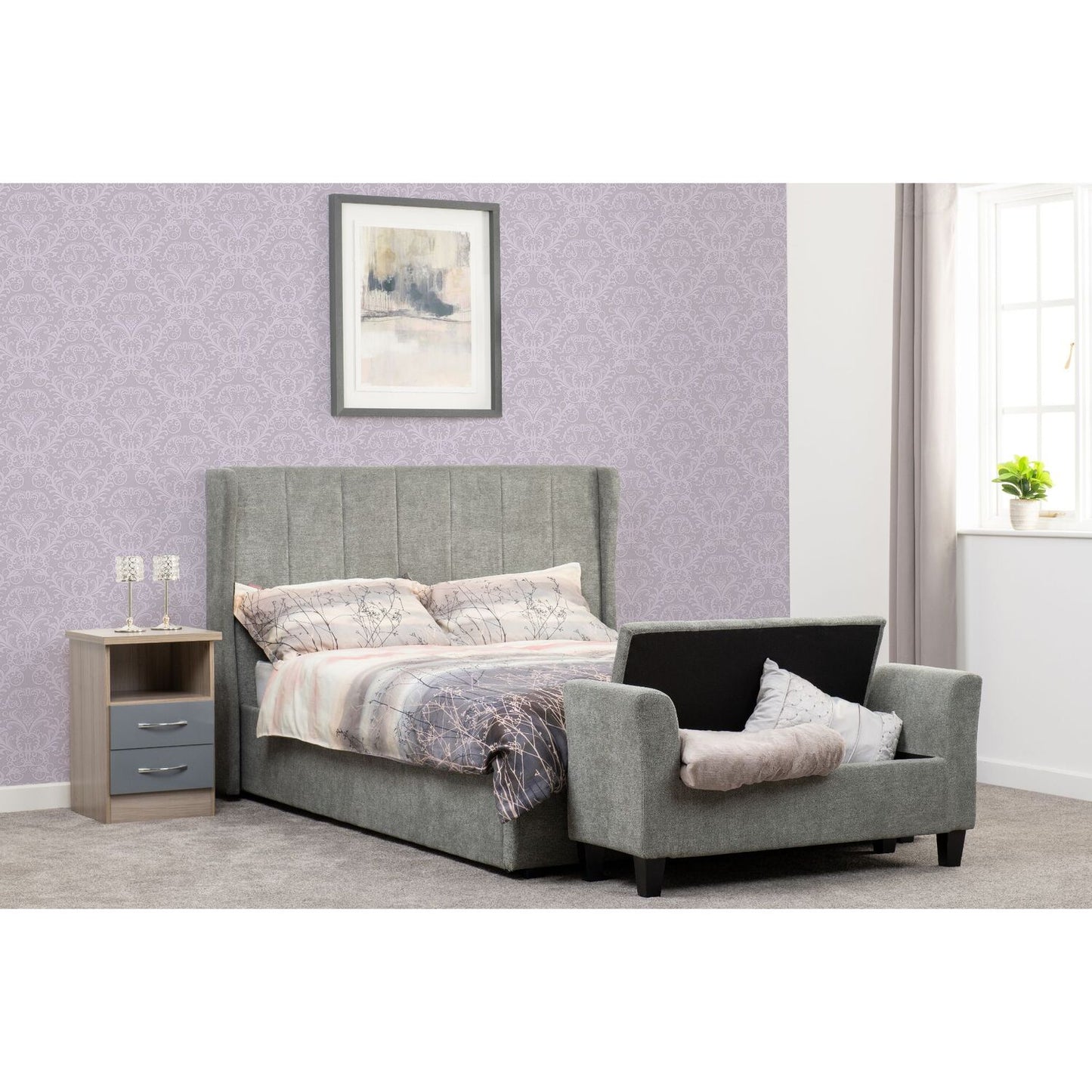 Amelia 4ft6 Double Velvet Bed With Storage