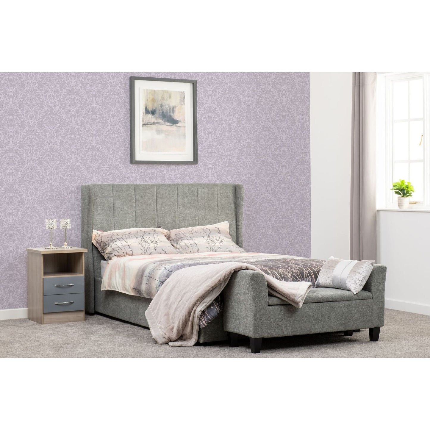 Amelia 4ft6 Double Velvet Bed With Storage