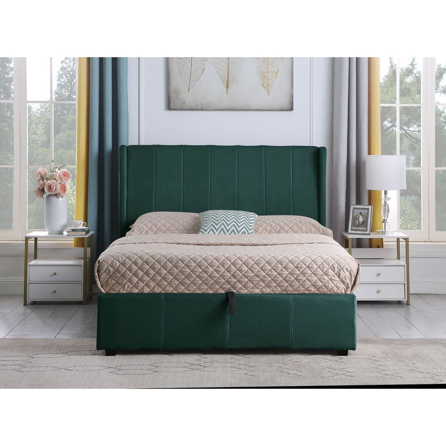 Amelia 4ft6 Double Velvet Bed With Storage