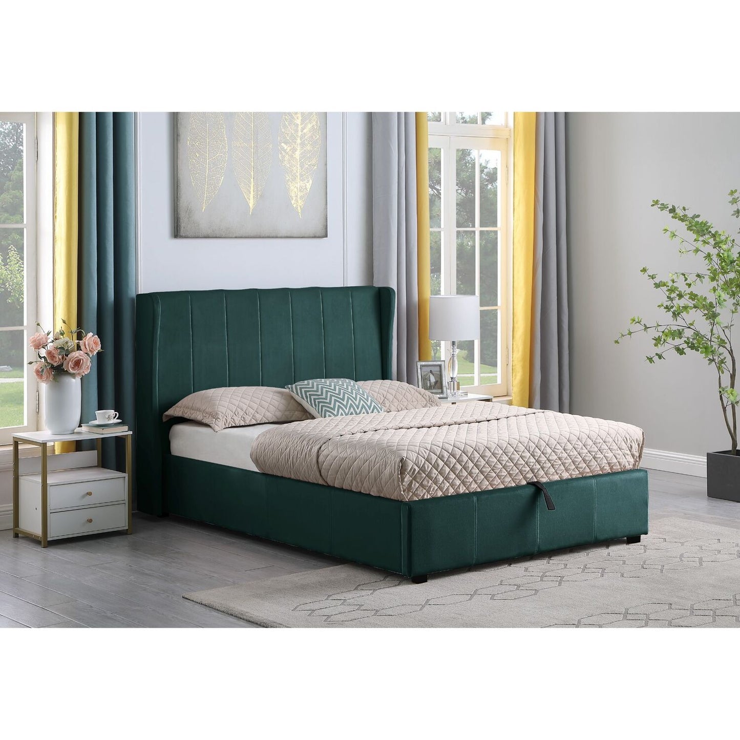 Amelia 4ft6 Double Velvet Bed With Storage