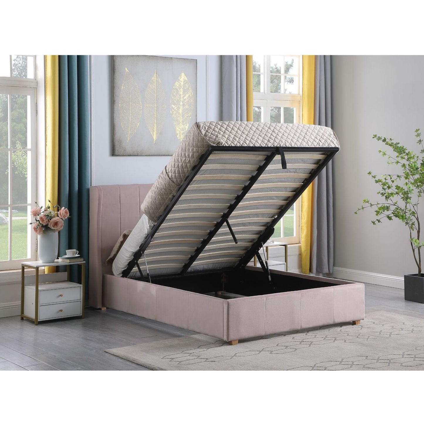 Amelia 4ft6 Double Velvet Bed With Storage