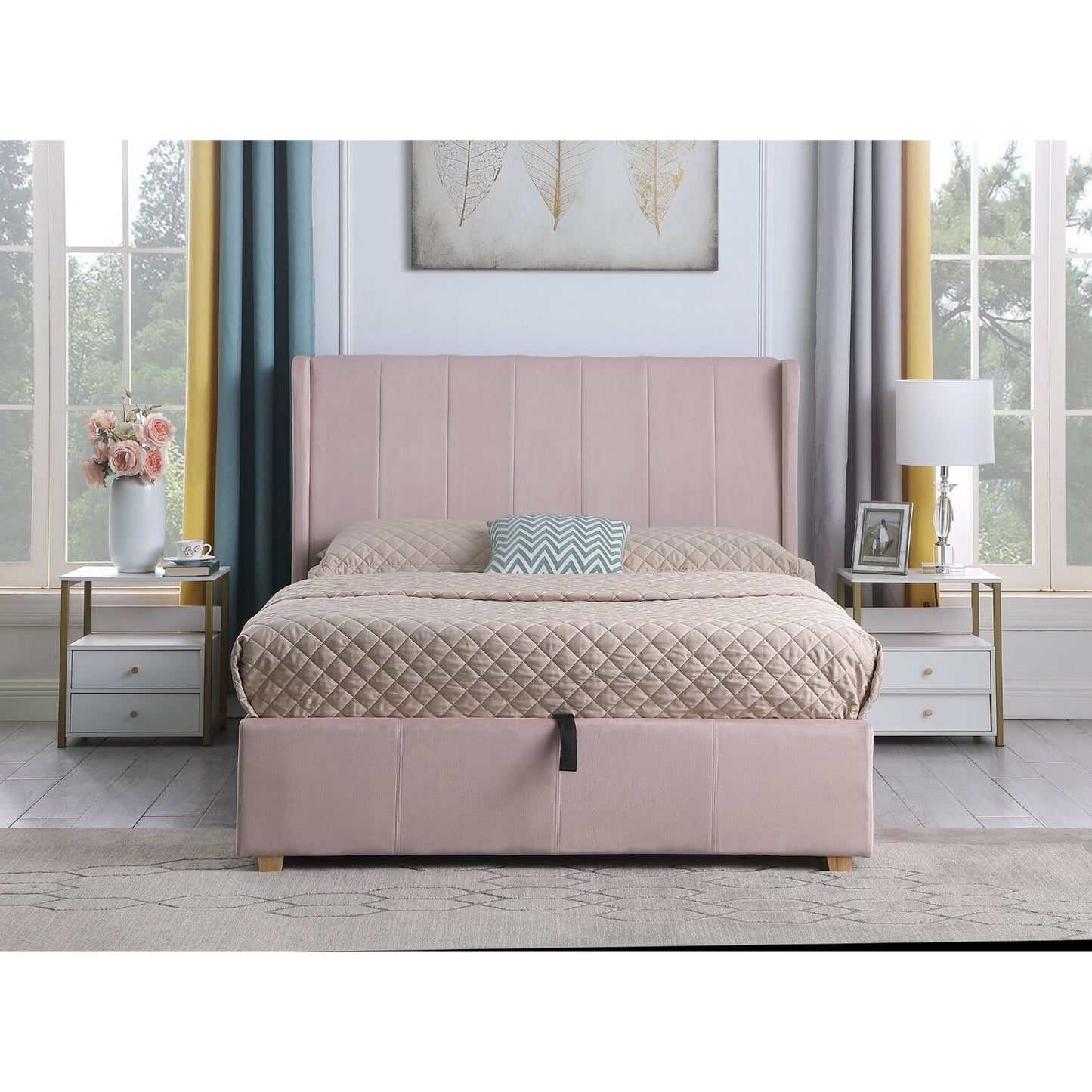 Amelia 4ft6 Double Velvet Bed With Storage