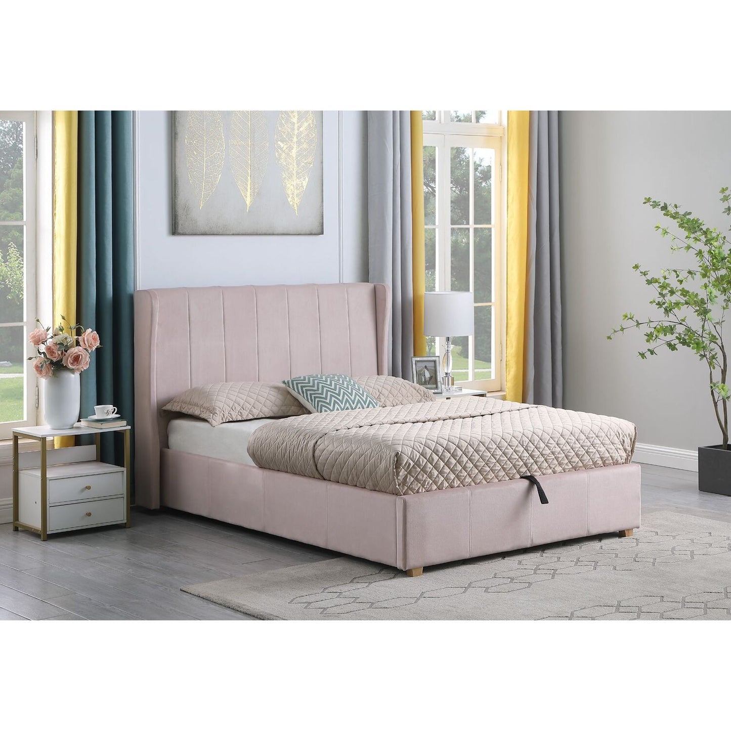 Amelia 4ft6 Double Velvet Bed With Storage