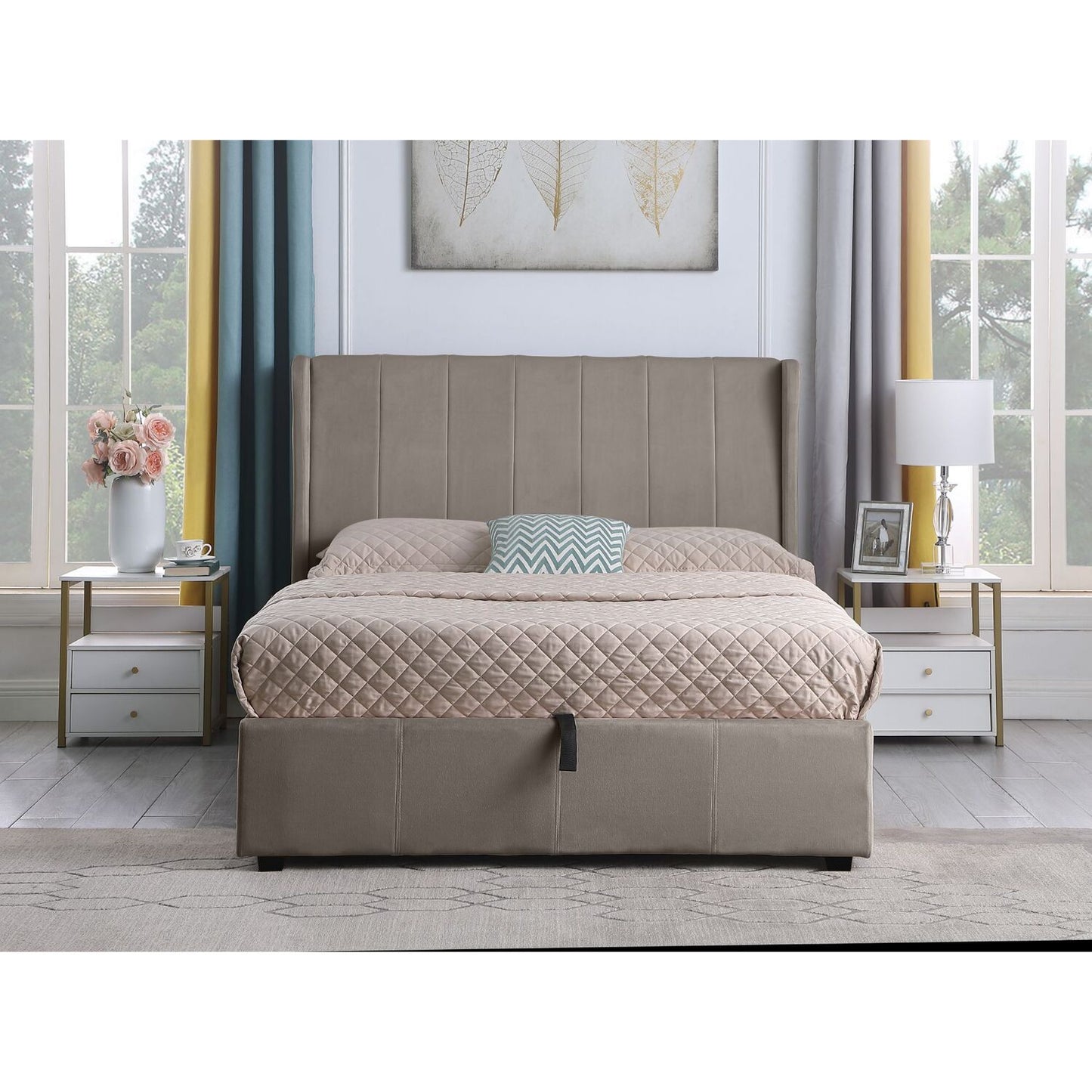 Amelia 4ft6 Double Velvet Bed With Storage