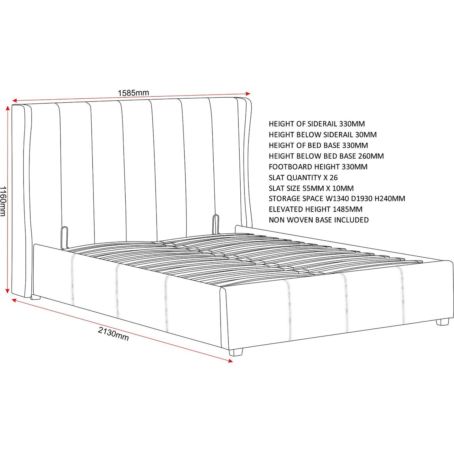 Amelia 4ft6 Double Velvet Bed With Storage
