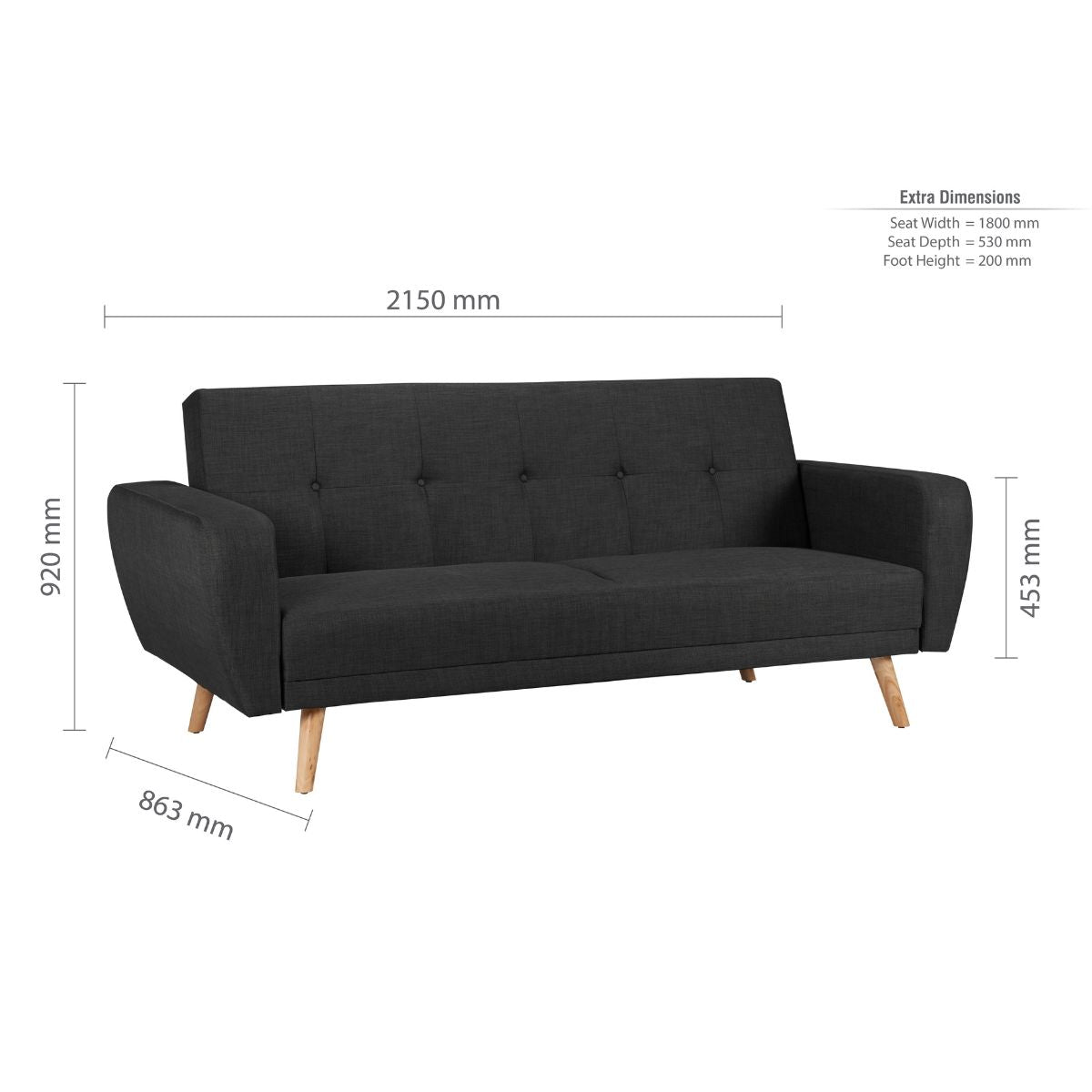Farrow Large Sofa Bed Grey