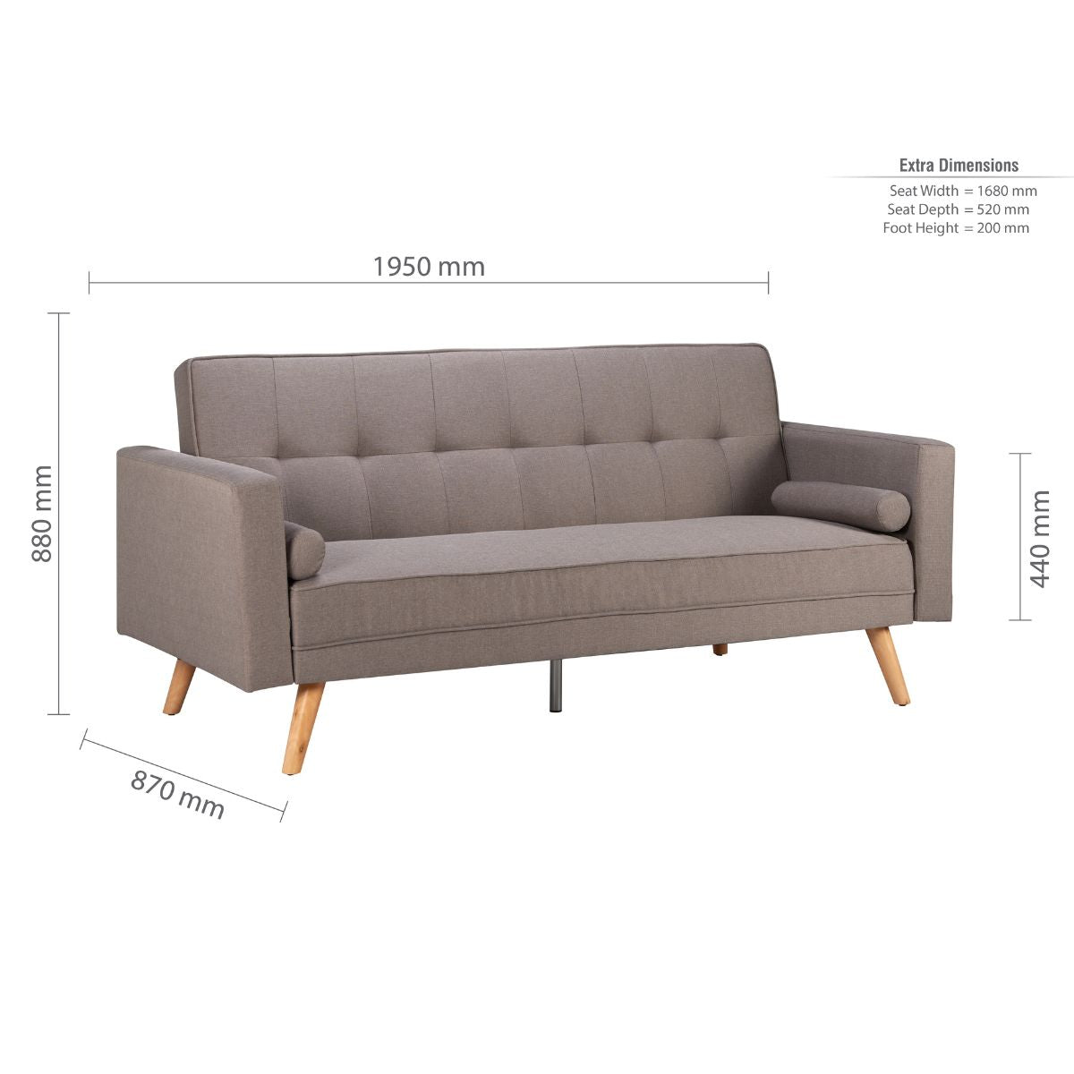 Ethan Large Sofa Bed Grey
