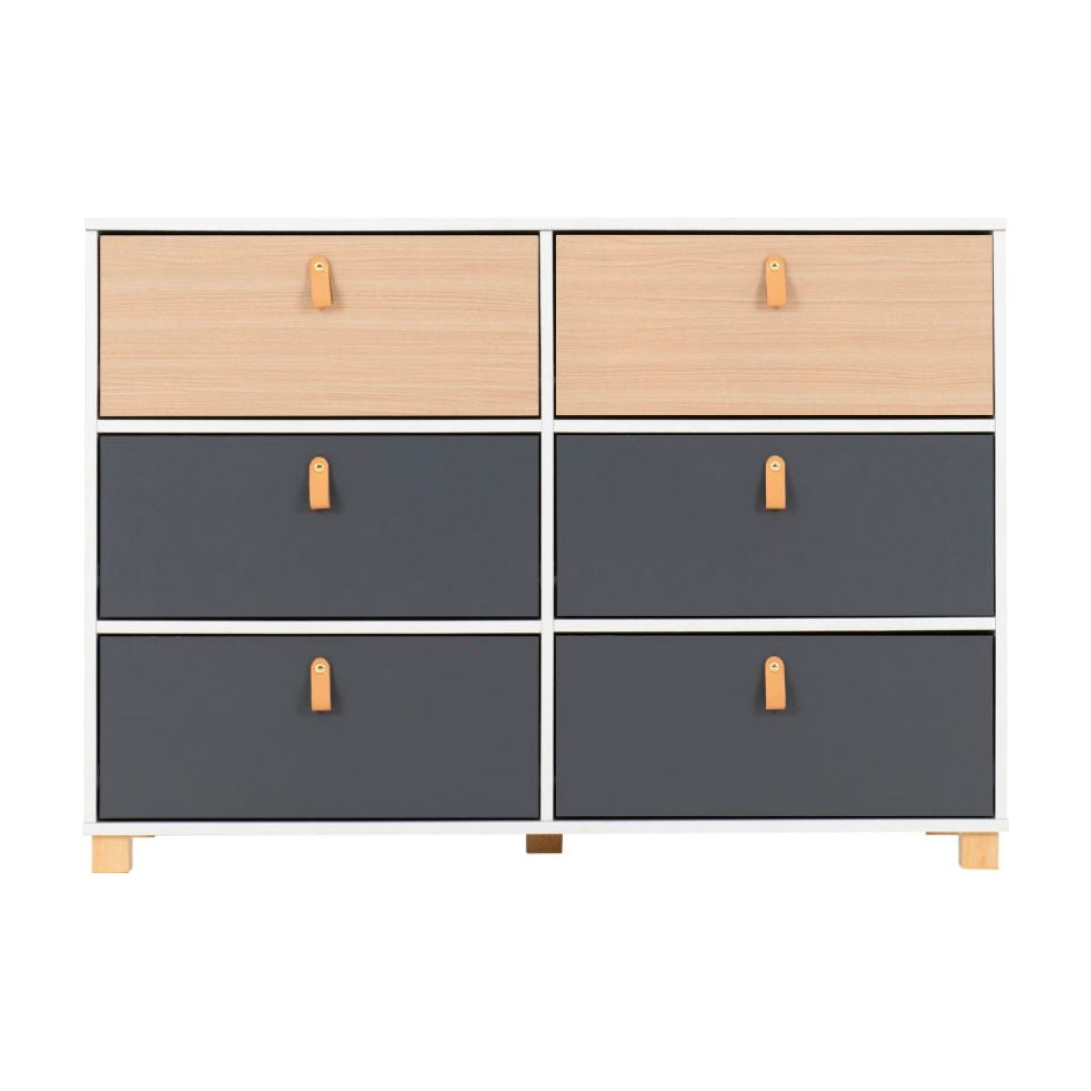 Brooklyn 6 Drawer Chest in Oak Effect and Grey Finish