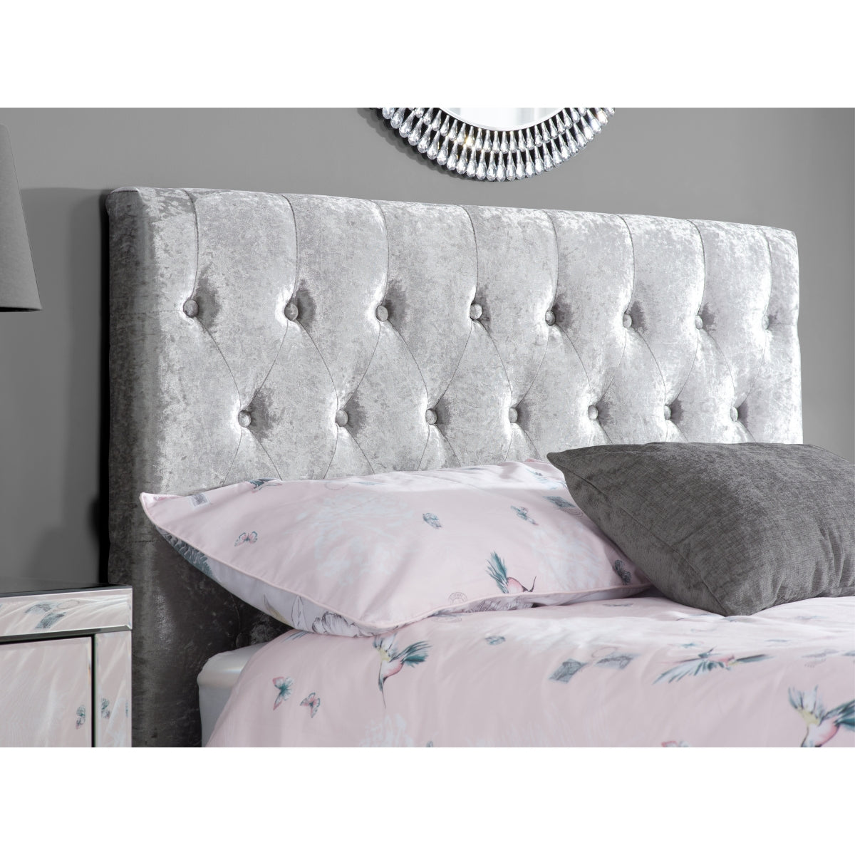 Cologne 4ft6 Double Bed - Grey Crushed Velvet