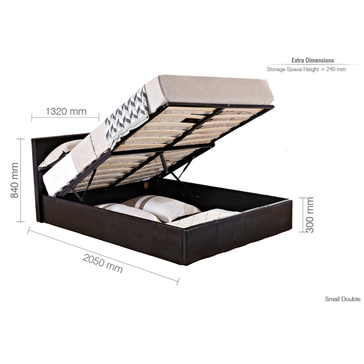 Berlin 4ft Small Double Ottoman Bed - Faux Leather