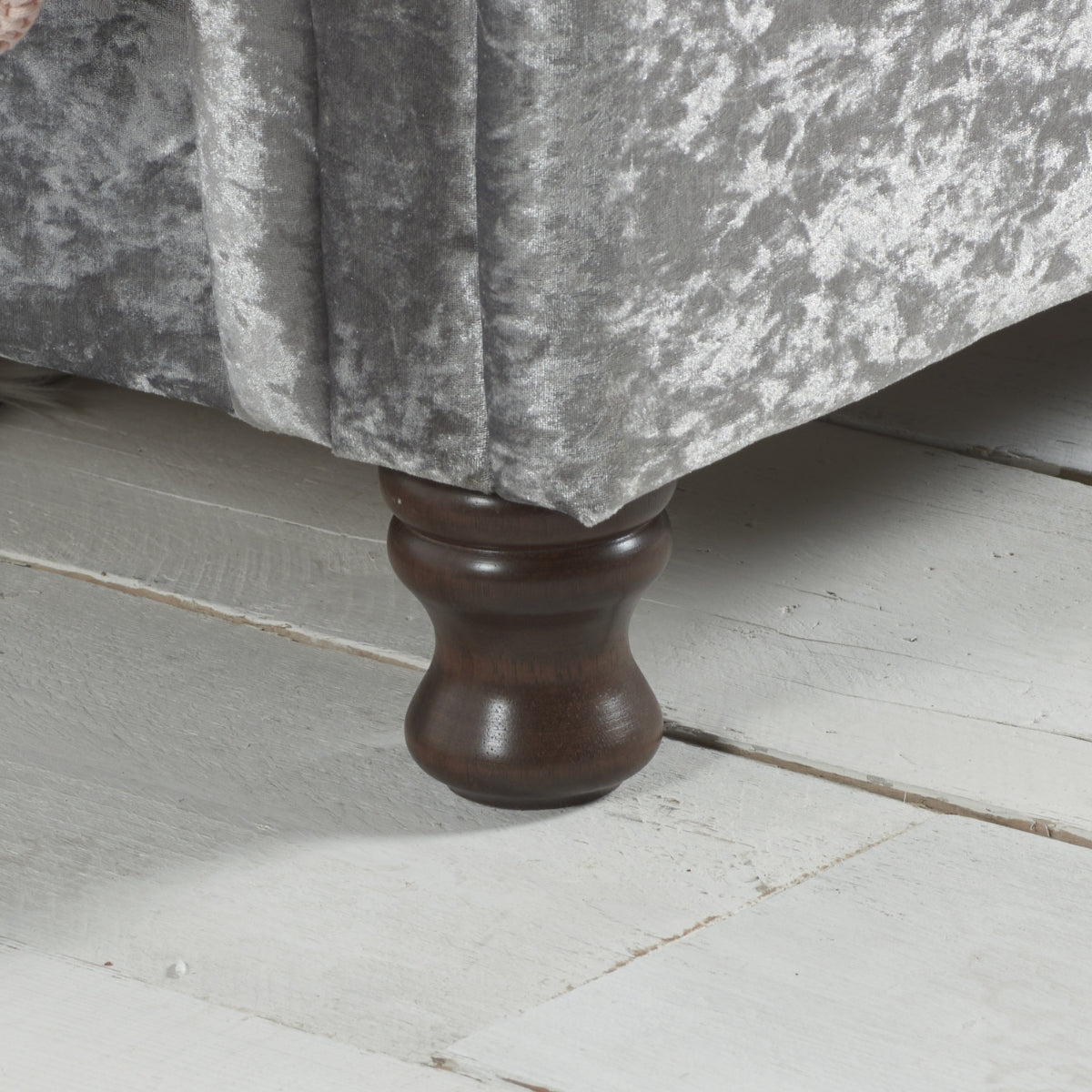 Castello Super King Side Ottoman - Steel Crushed Velvet