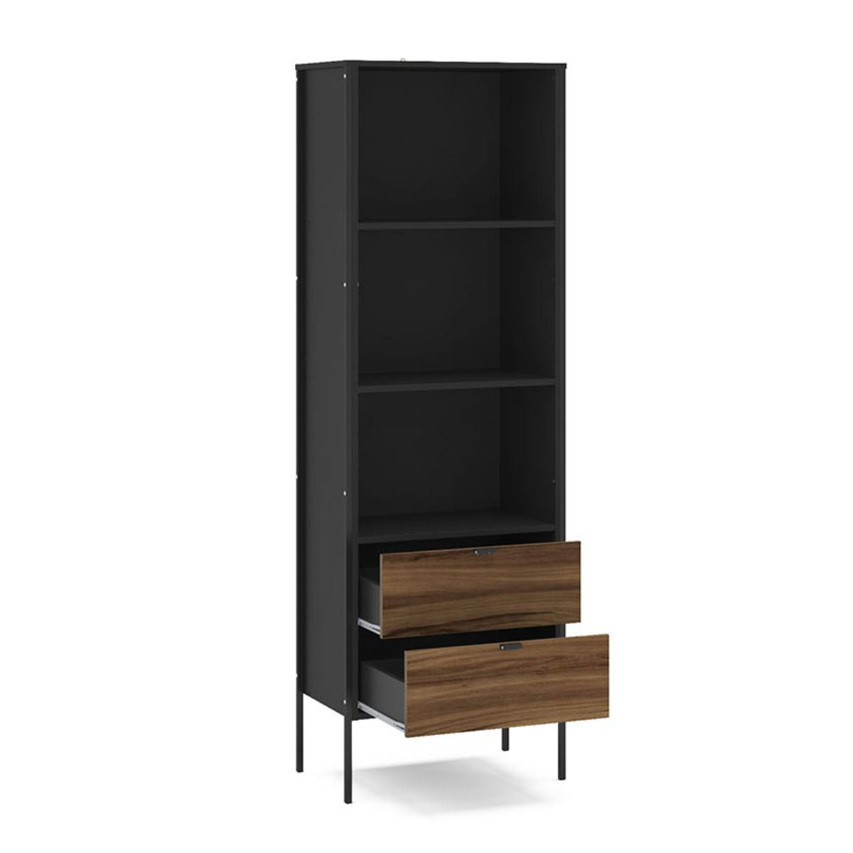 Opus 2 Drawer Bookcase Walnut & Black