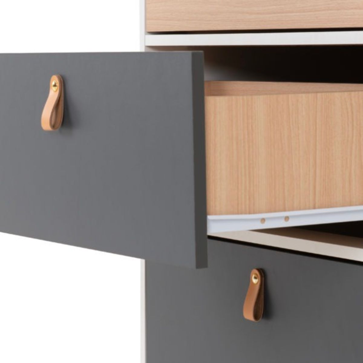 Brooklyn 3 Drawer Chest in Oak Effect and Grey Finish