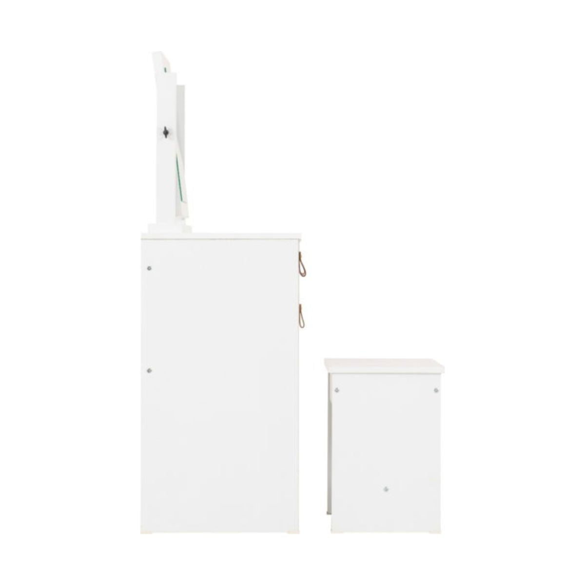 Brooklyn Dressing Table Set Mirror Stool in Oak Effect and Grey Finish