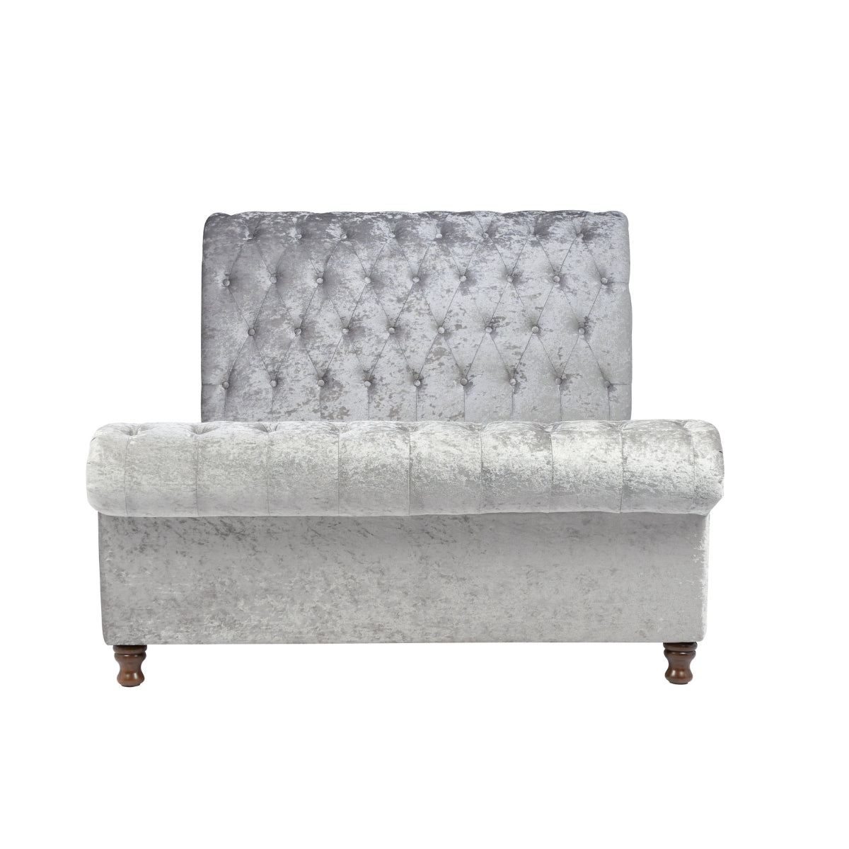 Castello Super King Side Ottoman - Steel Crushed Velvet