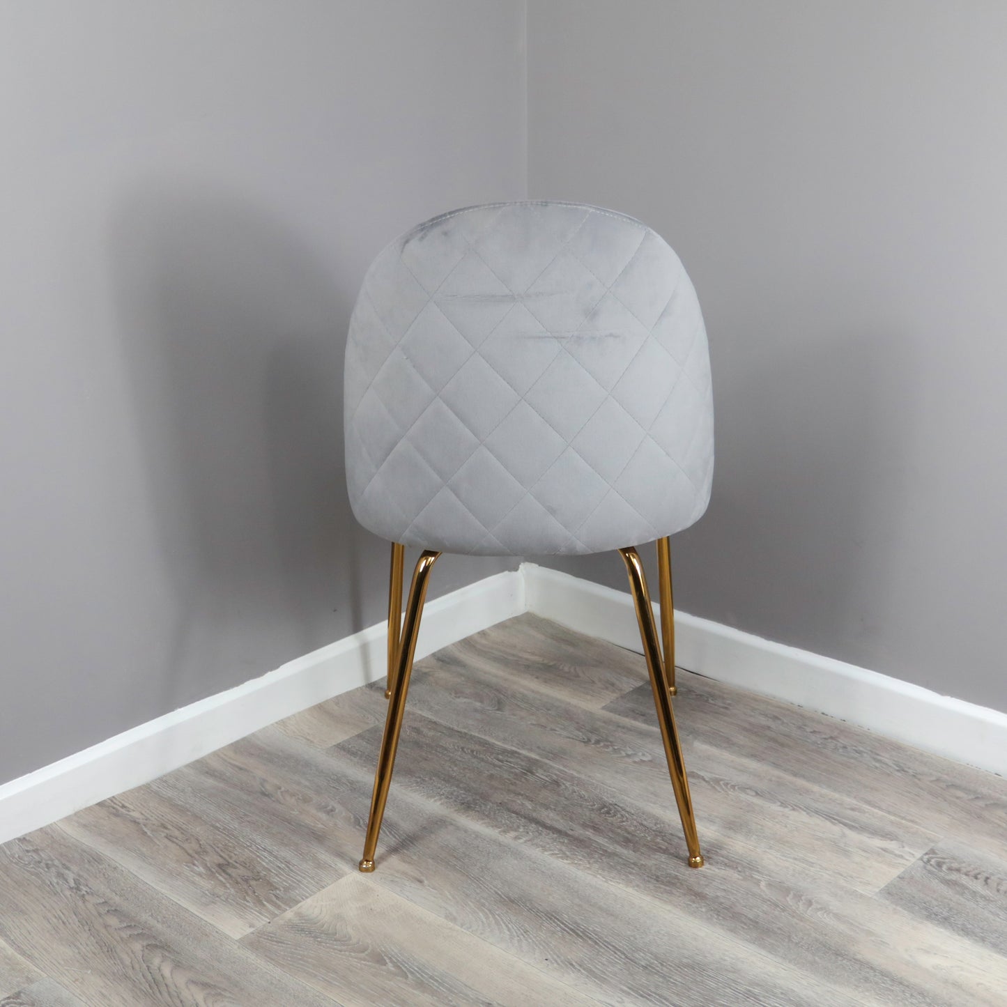 Velvet Grey Dining Chairs - Gold Legs (set of 2)