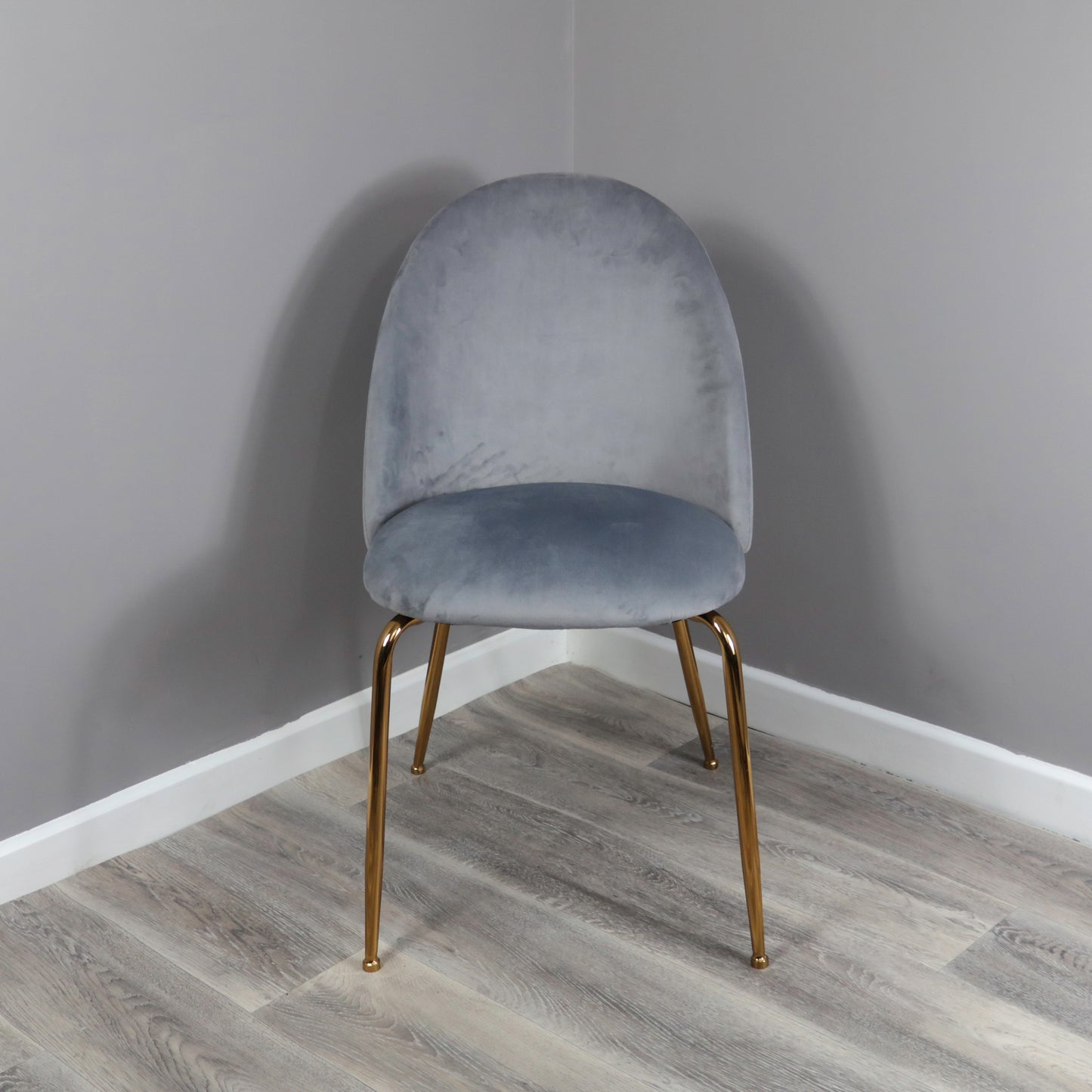 Velvet Grey Dining Chairs - Gold Legs (set of 2)