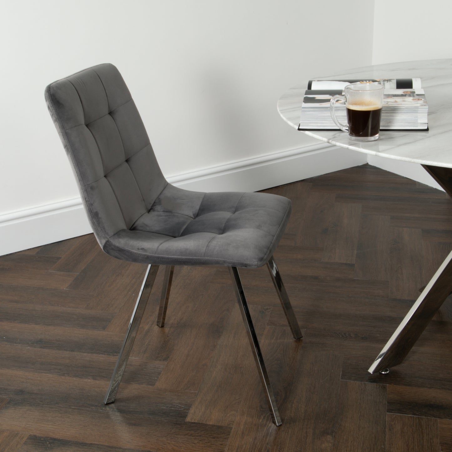 Squared Grey Dining Chair (set of 2)