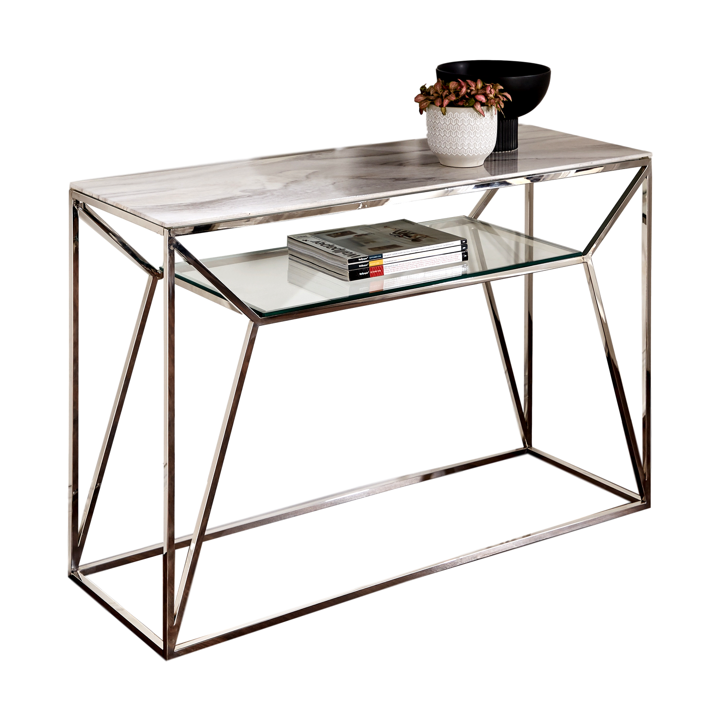 Marble Glass Console Table