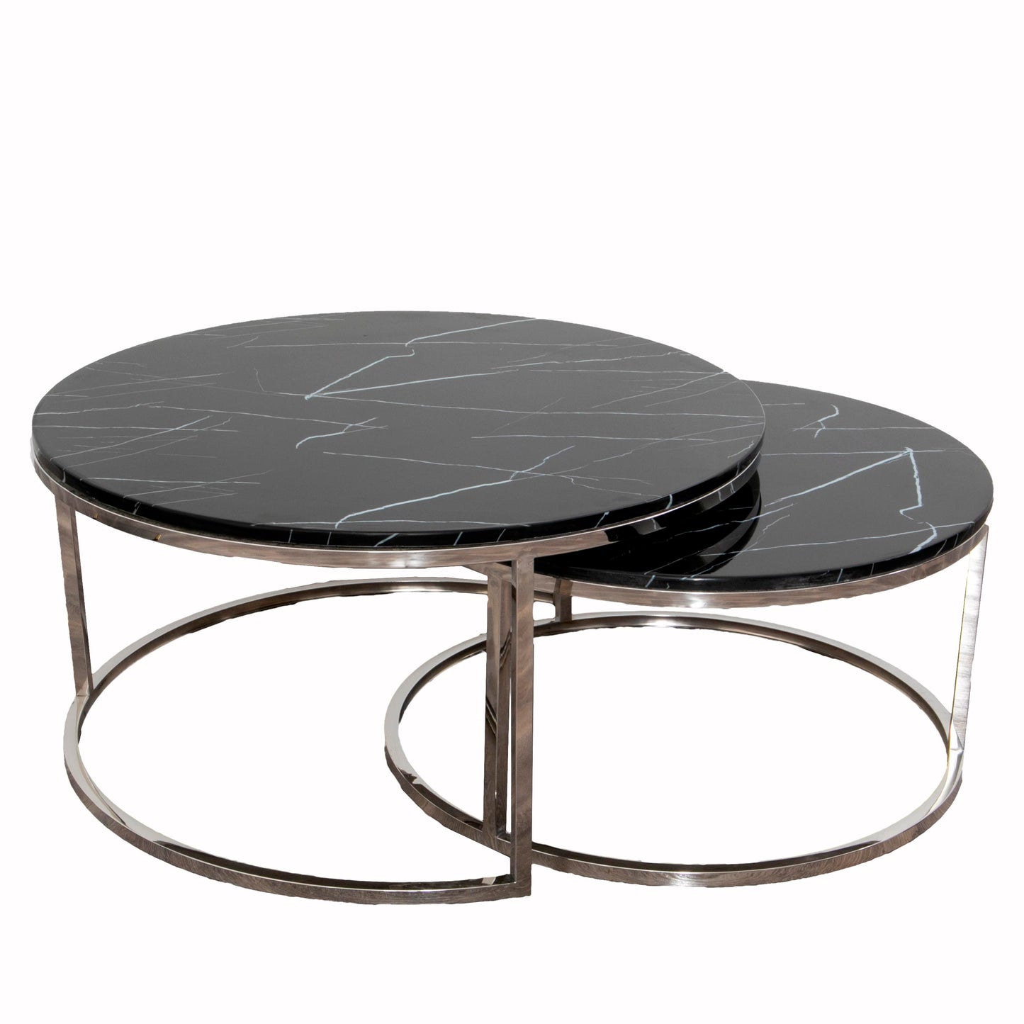Black Stone Coffee Table - Nest of 2