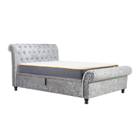 Castello Super King Side Ottoman - Steel Crushed Velvet