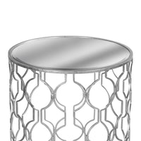 Set of Two Arabesque Silver Foil Mirrored Side Tables