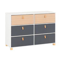 Brooklyn 6 Drawer Chest in Oak Effect and Grey Finish