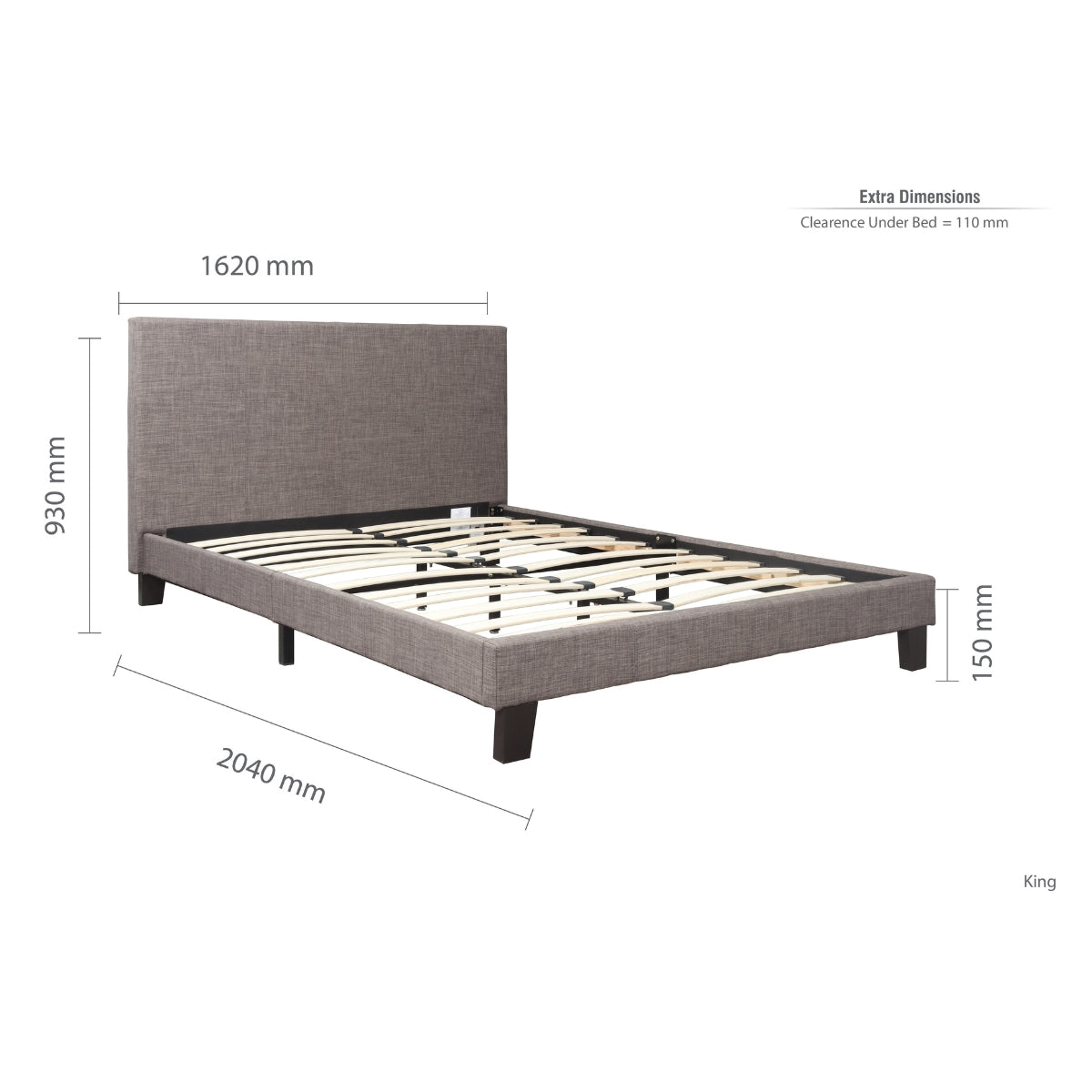 Berlin Grey 5ft King Size Bed