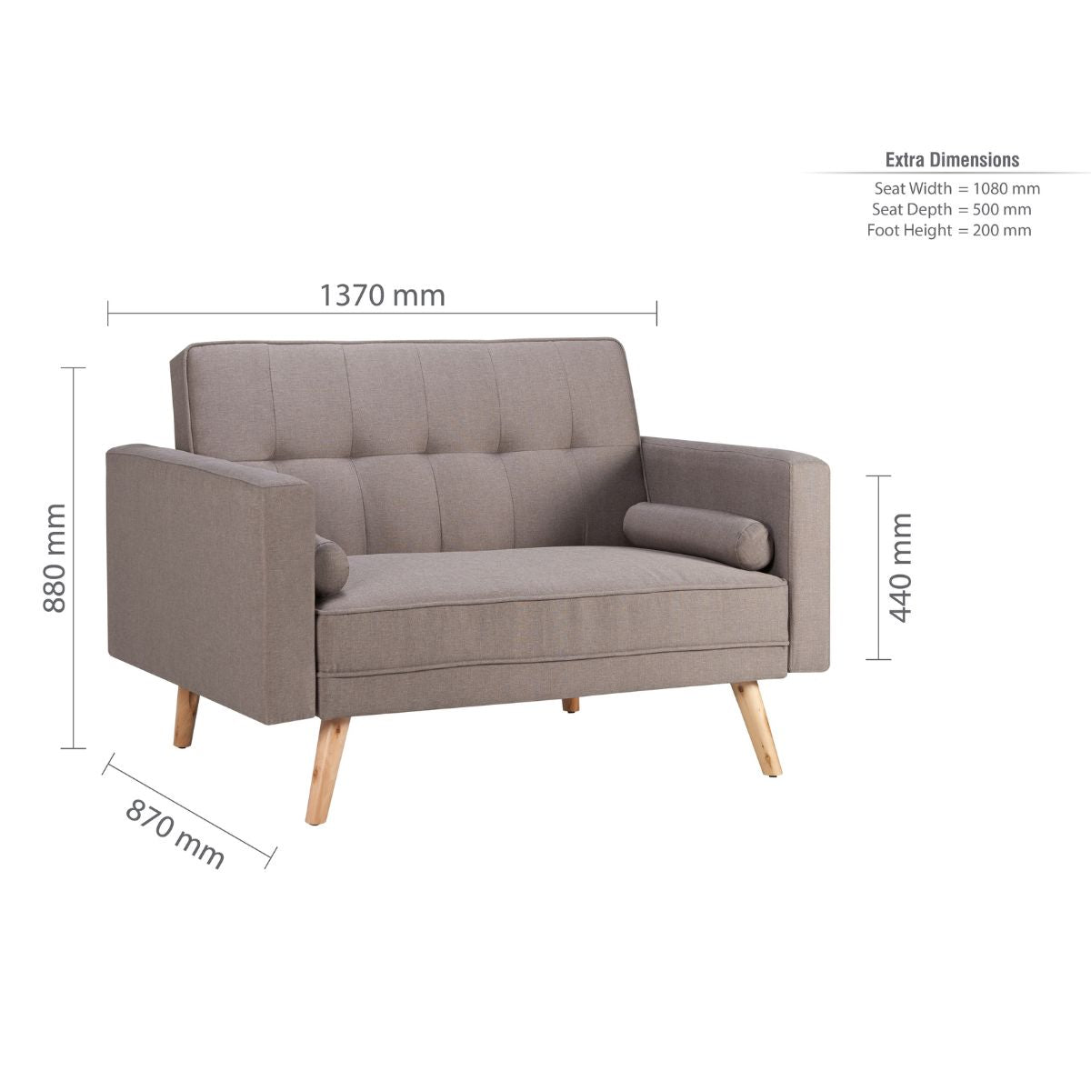 Ethan Medium Sofa Bed Grey