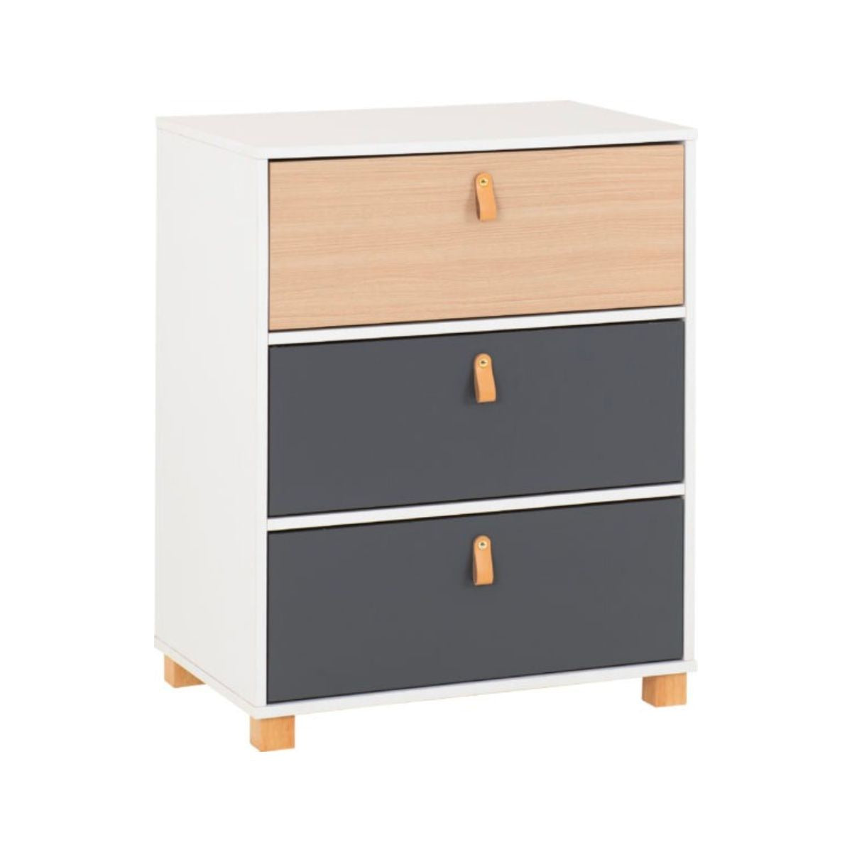 Brooklyn 3 Drawer Chest in Oak Effect and Grey Finish