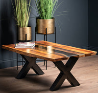 Live Edge Collection Glass River Coffee Table