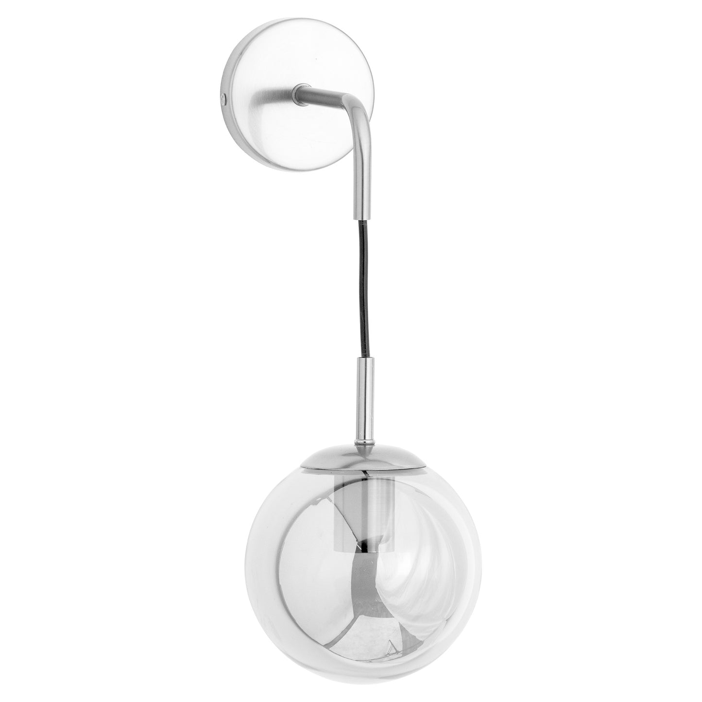 Silver Smoked Glass Globe Wall Hanging Pendant Light