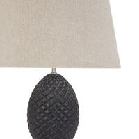 Delaney Grey Pineapple Lamp With Linen Shade