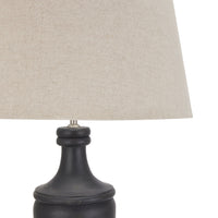 Delaney Grey Pillar Lamp With Linen Shade