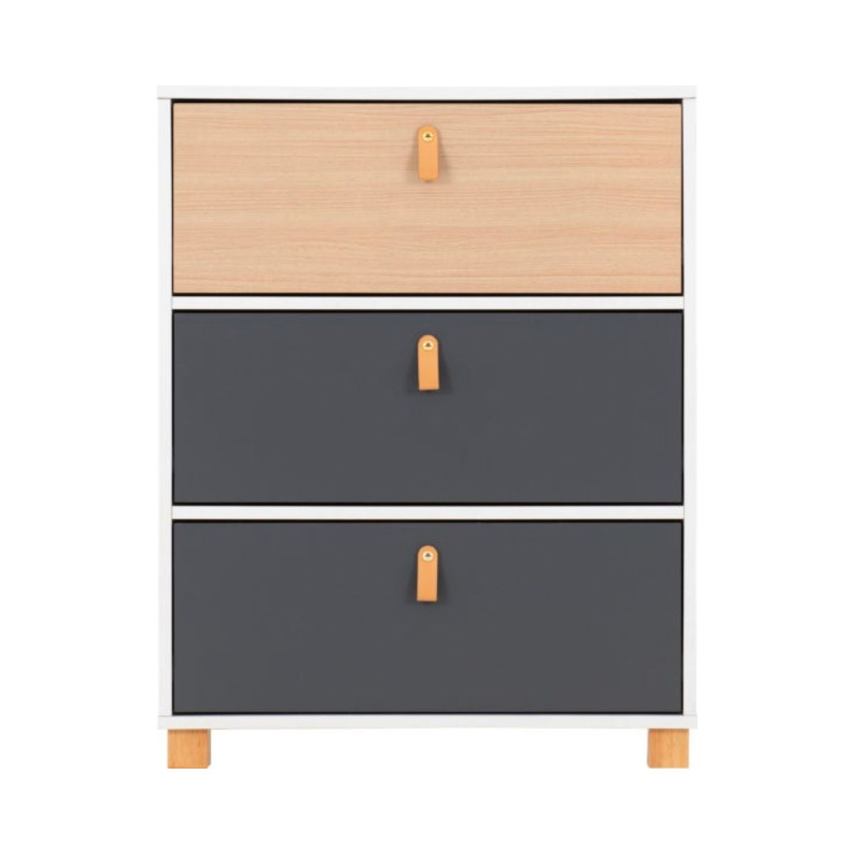 Brooklyn 3 Drawer Chest in Oak Effect and Grey Finish