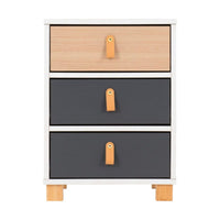 Brooklyn 3 Drawer Bedside - White, Grey and Oak Effect