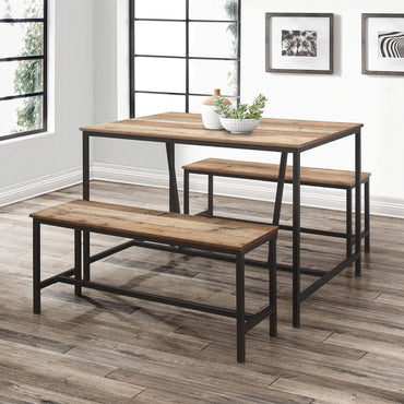 Urban Rustic Dining Table & Bench Set