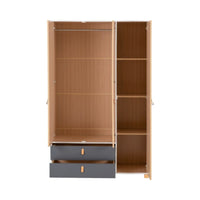 Brooklyn 3 Door 2 Drawer Mirrored Wardrobe in Oak Effect and Grey Finish