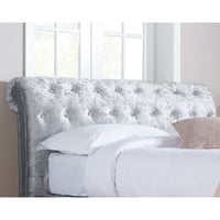 Castello Super King Side Ottoman - Steel Crushed Velvet