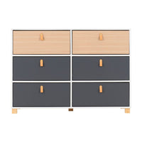 Brooklyn 6 Drawer Chest in Oak Effect and Grey Finish