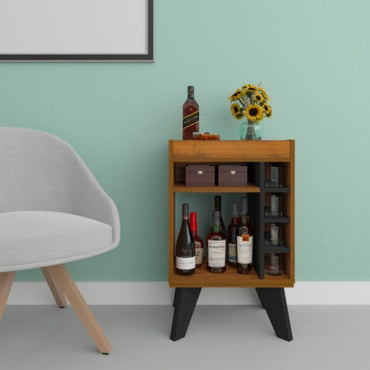 Naples Mini Bar/Side Table - Black & Pine