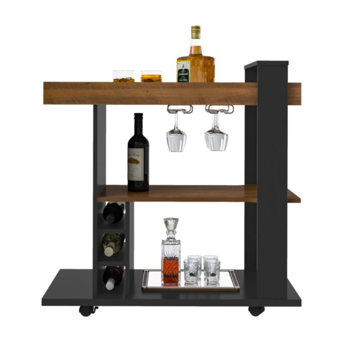 Naples Breakfast Bar/Drinks Cart - Black & Pine