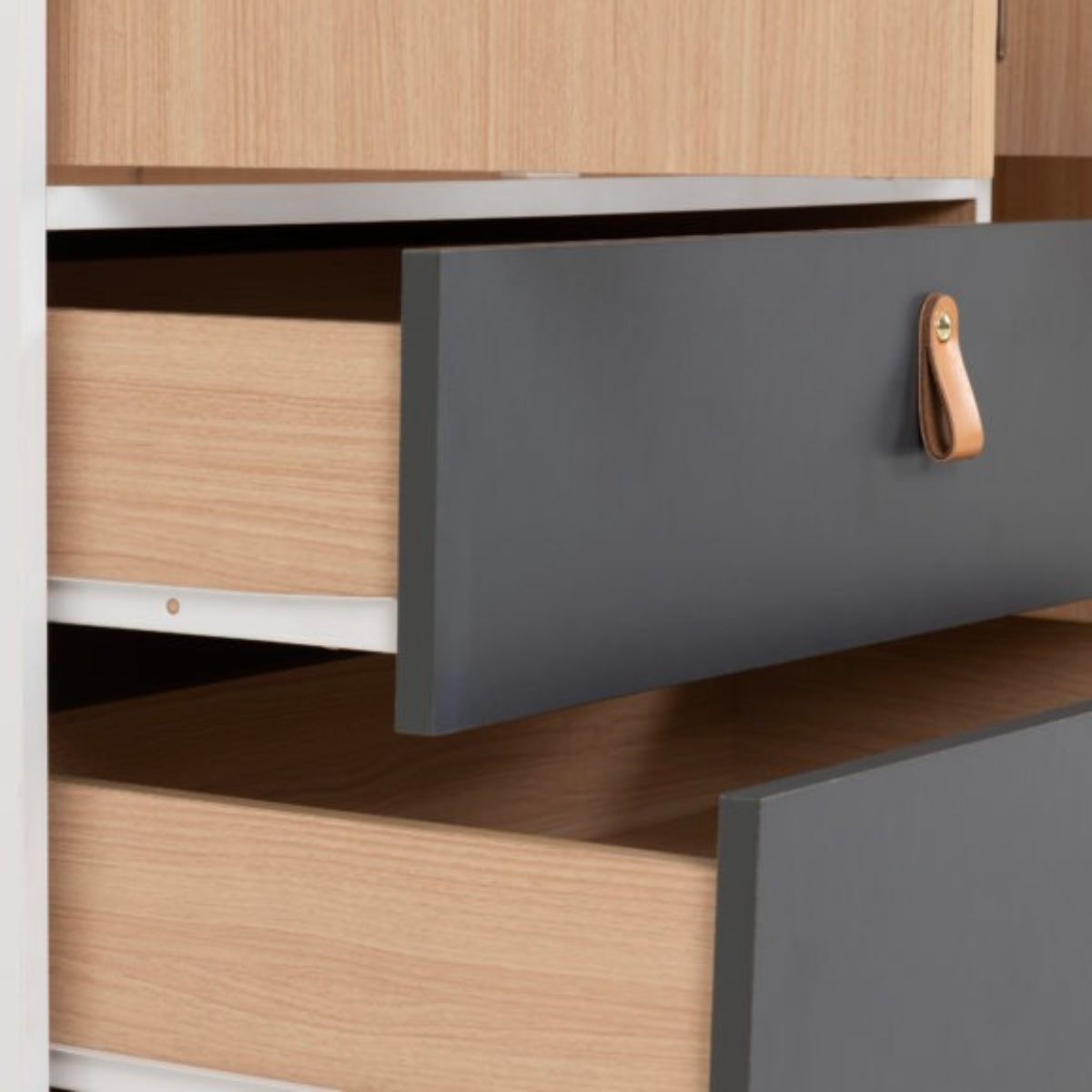 Brooklyn 3 Door 2 Drawer Mirrored Wardrobe in Oak Effect and Grey Finish