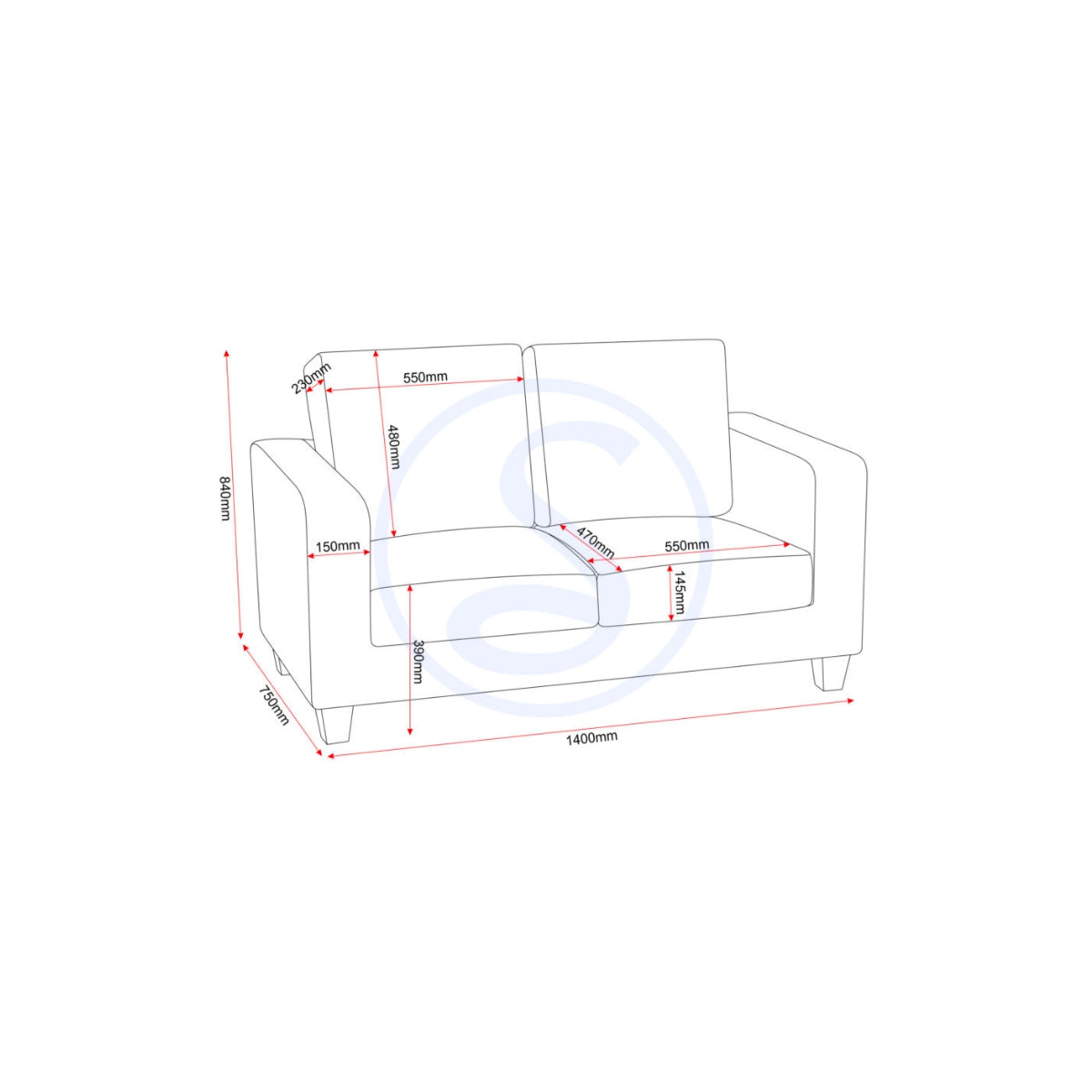 Tempo Two Seater Sofa-in-a-Box