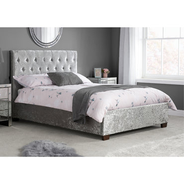 Cologne 5ft King Bed - Grey Crushed Velvet