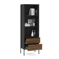 Opus 2 Drawer Bookcase Walnut & Black