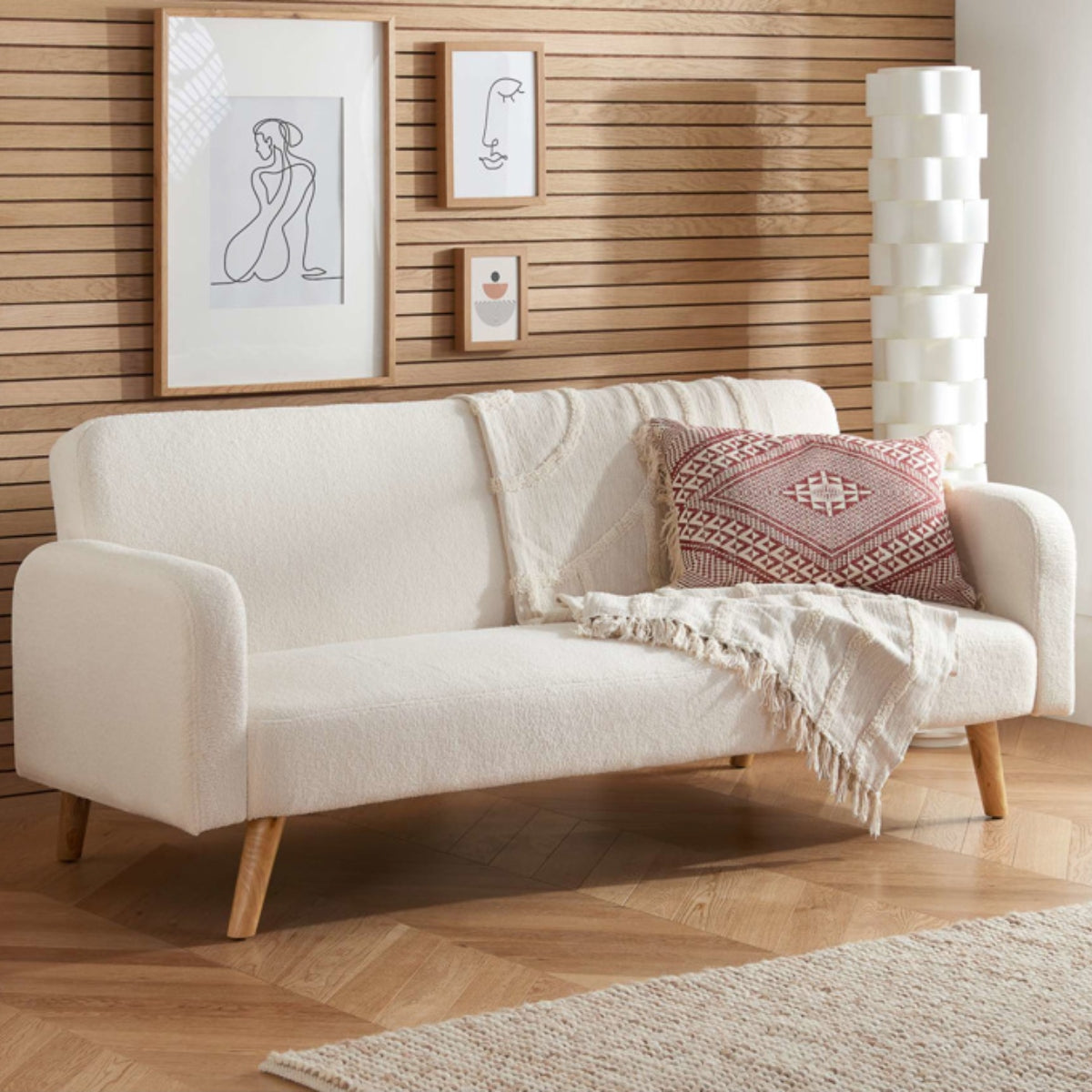 Micah Sofa Bed Boucle White