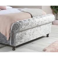 Castello Super King Side Ottoman - Steel Crushed Velvet