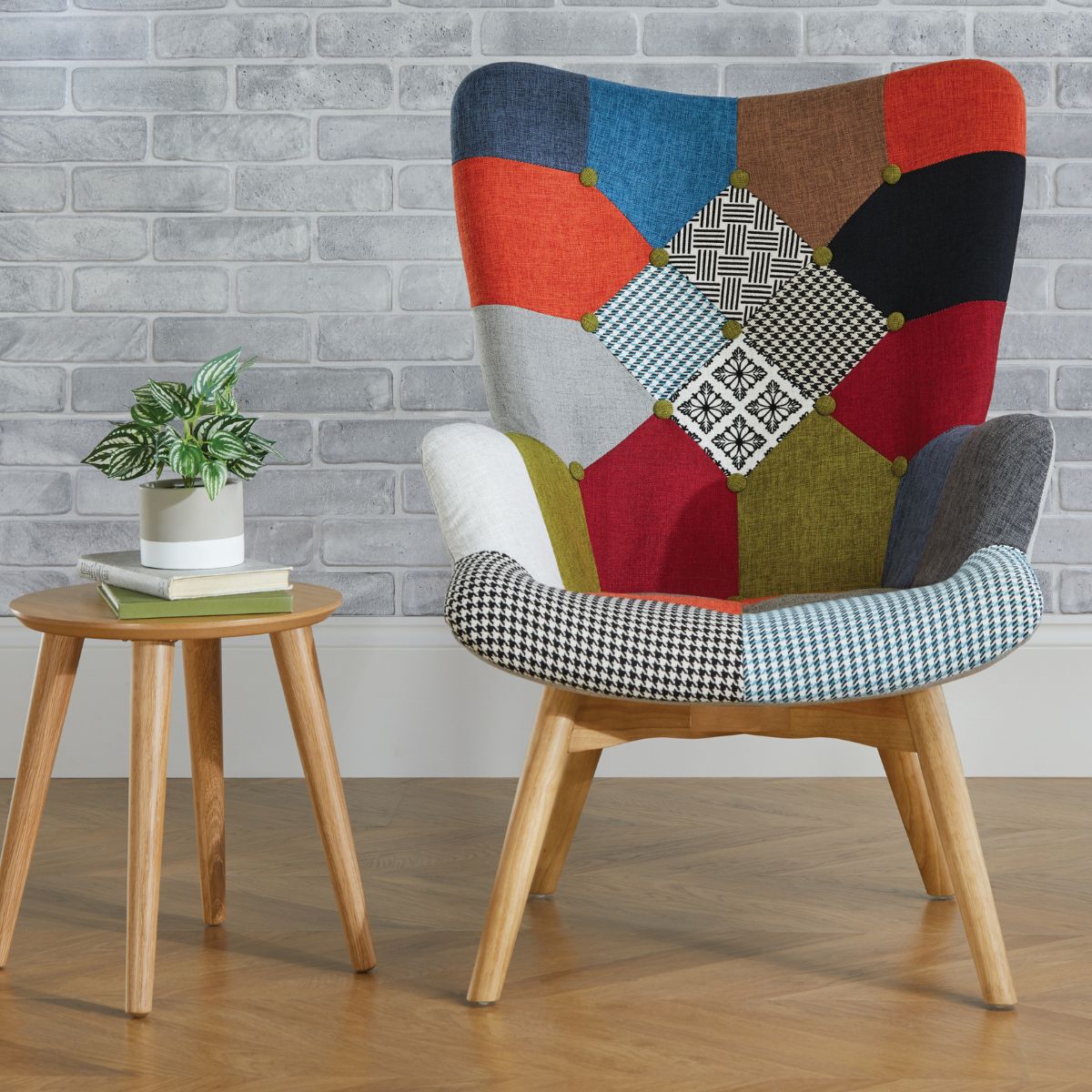 Sloane Patchwork Arm Chair & Footstool